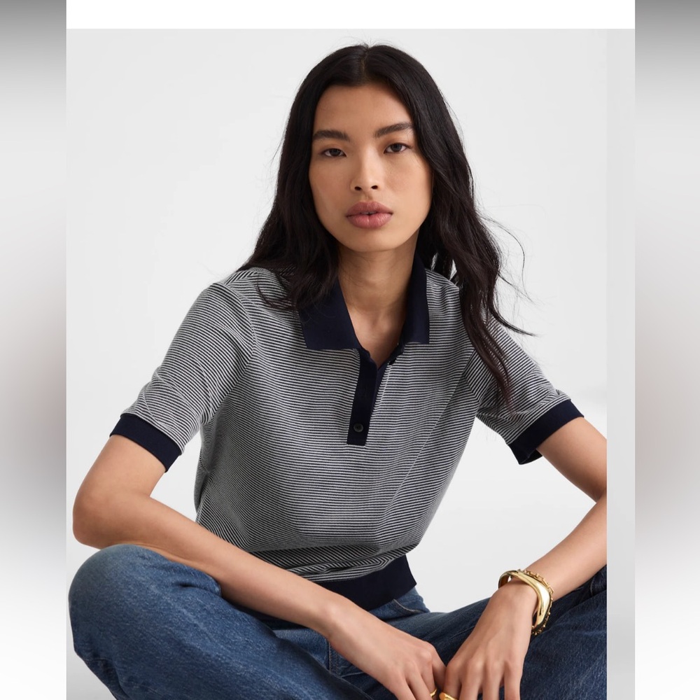 Madewell Striped Shrunken Polo Tee NEW